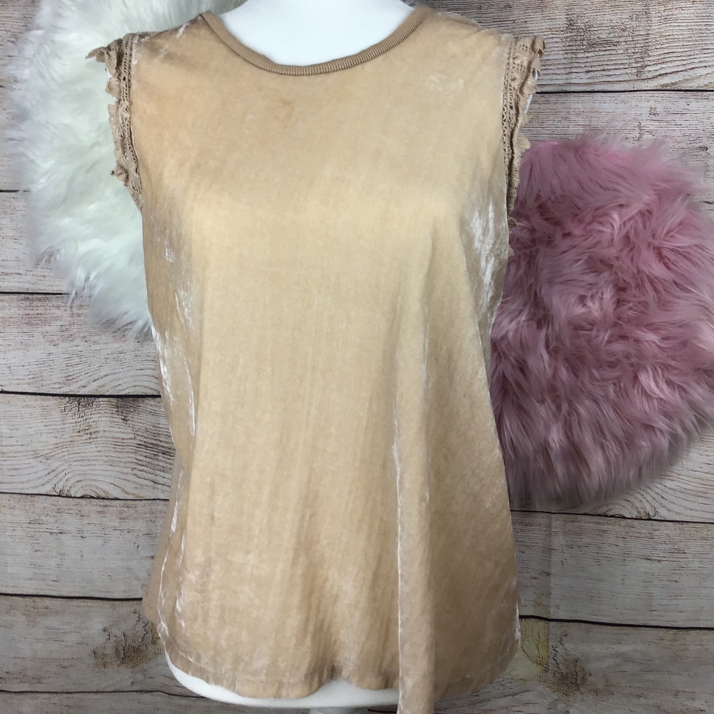 ZARA WB/COLLECTION Sleeveless Blouse: Tan Top